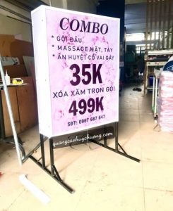 Thi công bảng hiệu chân đứng có đèn theo yêu cầu khách hàng